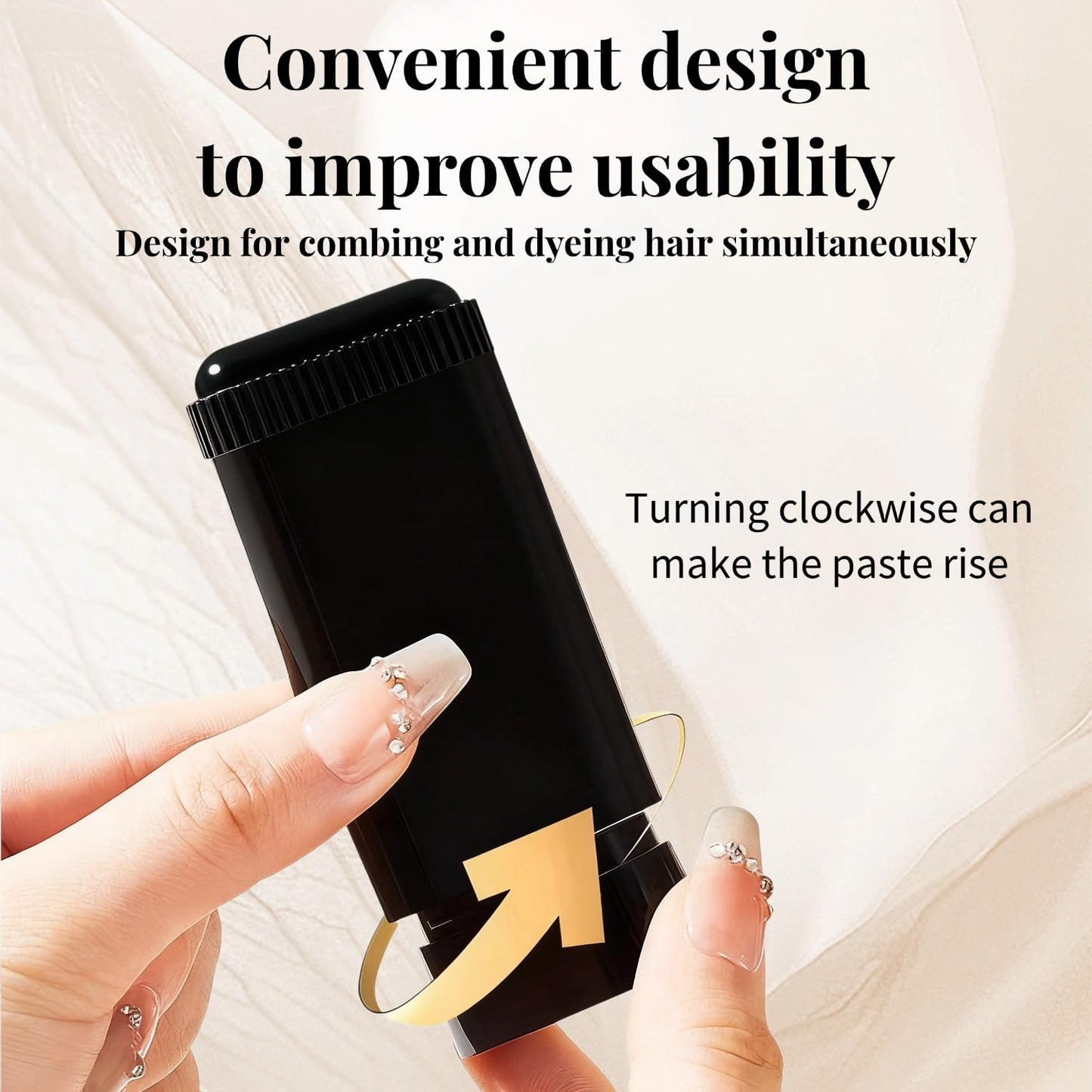 Instant Hair Dye Stick - Waterproof Black Comb for Quick Root Touch-Up | 2-in-1 Hair Cover Solution