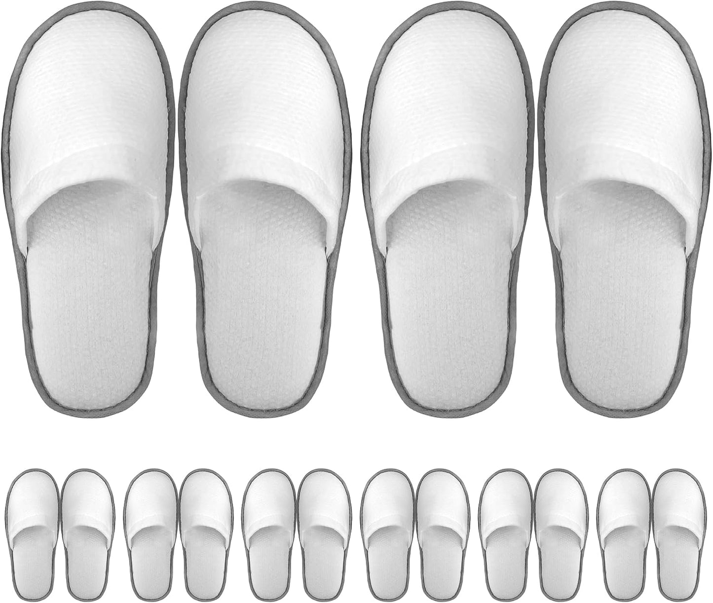 Disposable Slippers - Cotton Fleece Guest Slippers with Non-Slip Sole | 6 Pairs for Home, Hotel & Travel