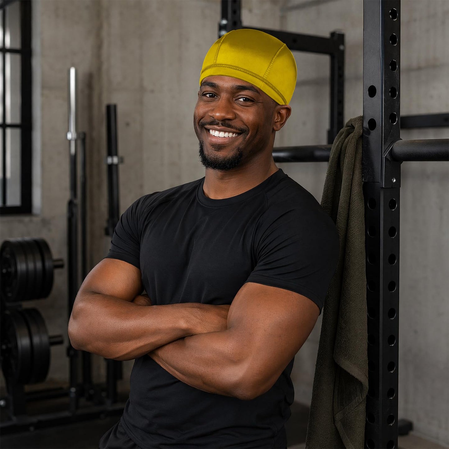 2PCS Silky Wave Caps for Men Waves, Good Compression Caps Over Durags for 360 Waves, Ideal Gifts for Farther's Day (Black+Gold)