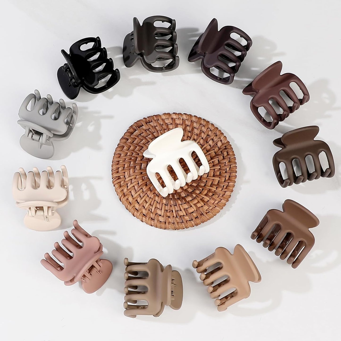 12Pcs Hair Clips for Women - Small Claw Clips for Thin & Thick Hair | Brown 1.8 Inch Hair Accessories