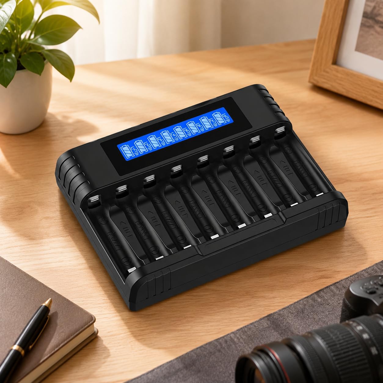 Smart Battery Charger - 8-Slot LCD Display for Fast Simultaneous Charging | AA AAA Ni-MH Li-ion Support