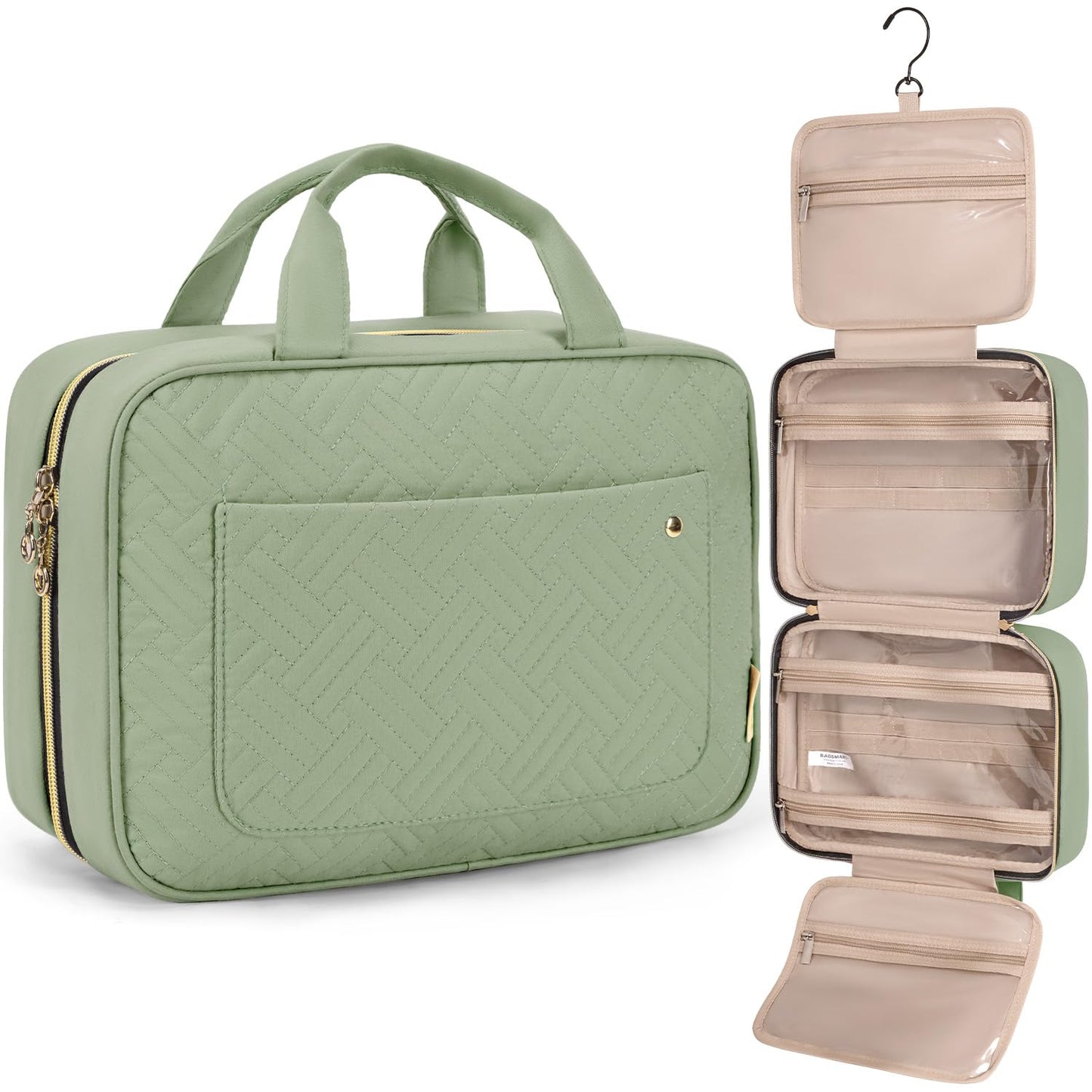 Toiletry Bag | Water-Resistant Travel Organizer with Hanging Hook - Medium Baby Pink