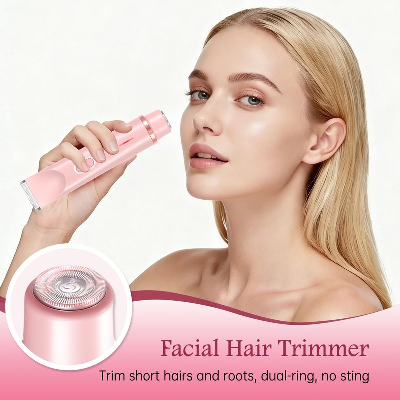 Bikini Trimmer for Women, 2 in 1 Dual Head Womens Electric Shaver, IPX7 Waterproof Electric Razors for Women Pubic Hair, Painless Hair Removal for Face, Body & Intimate Areas (Pink)