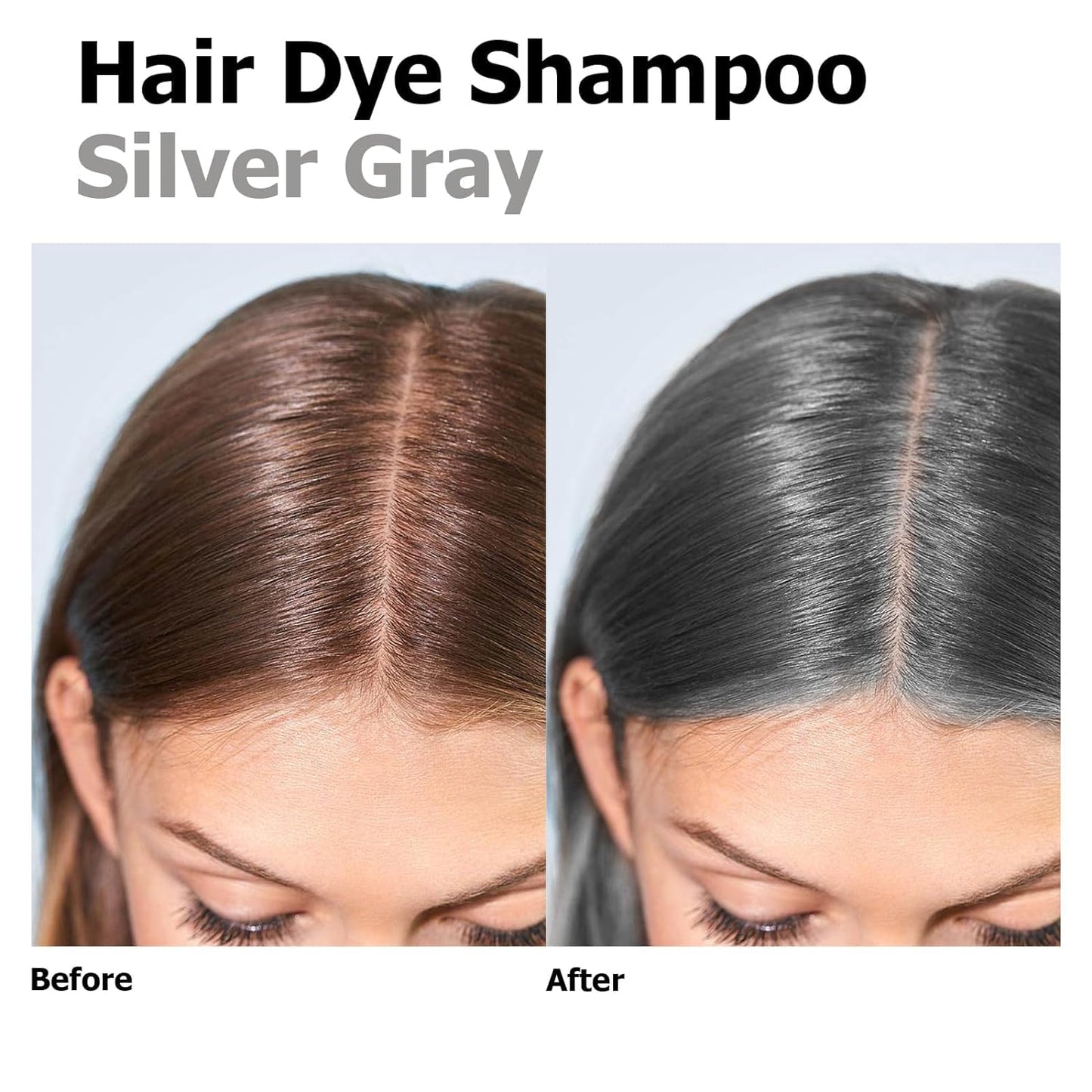 Silver Gray Hair Dye Shampoo - 3-in-1 Herbal Formula for Long-Lasting Color | 500ml