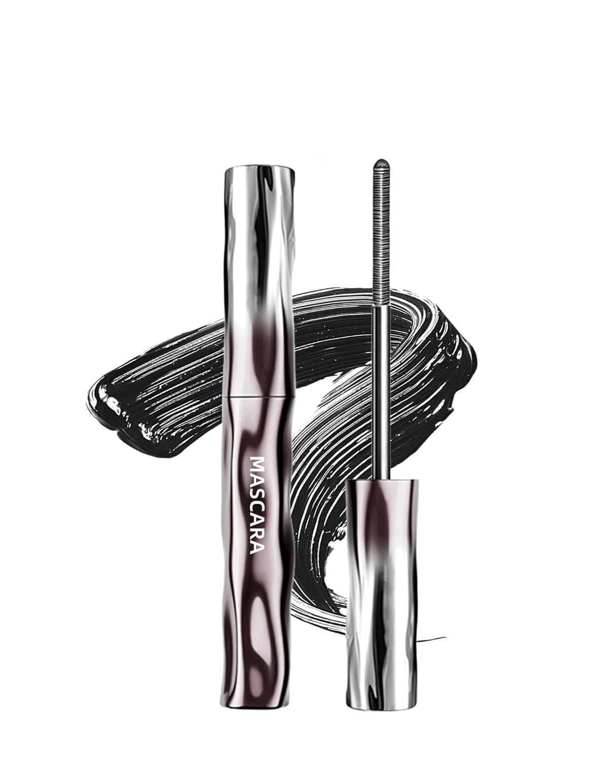 Black Washable Metal Rod Mascara - Waterproof Iron Wand for Volume & Length | 3D Curling, Smudge-Proof Fiber Lash