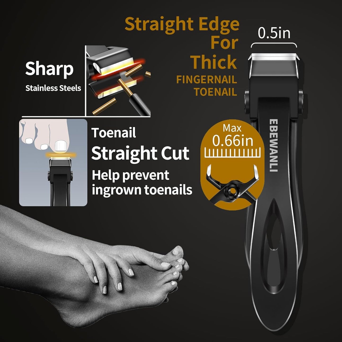 Podiatrist Toenail Clippers for Seniors | Thick Nail & Ingrown Toenail Set - Ergonomic Design