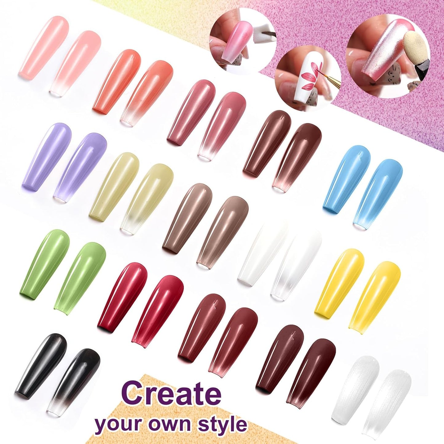Gradient Painting Gel - 16 Colors Ombre Nail Polish for DIY Nail Art | Long-Lasting Pigmented Gel for French Manicure