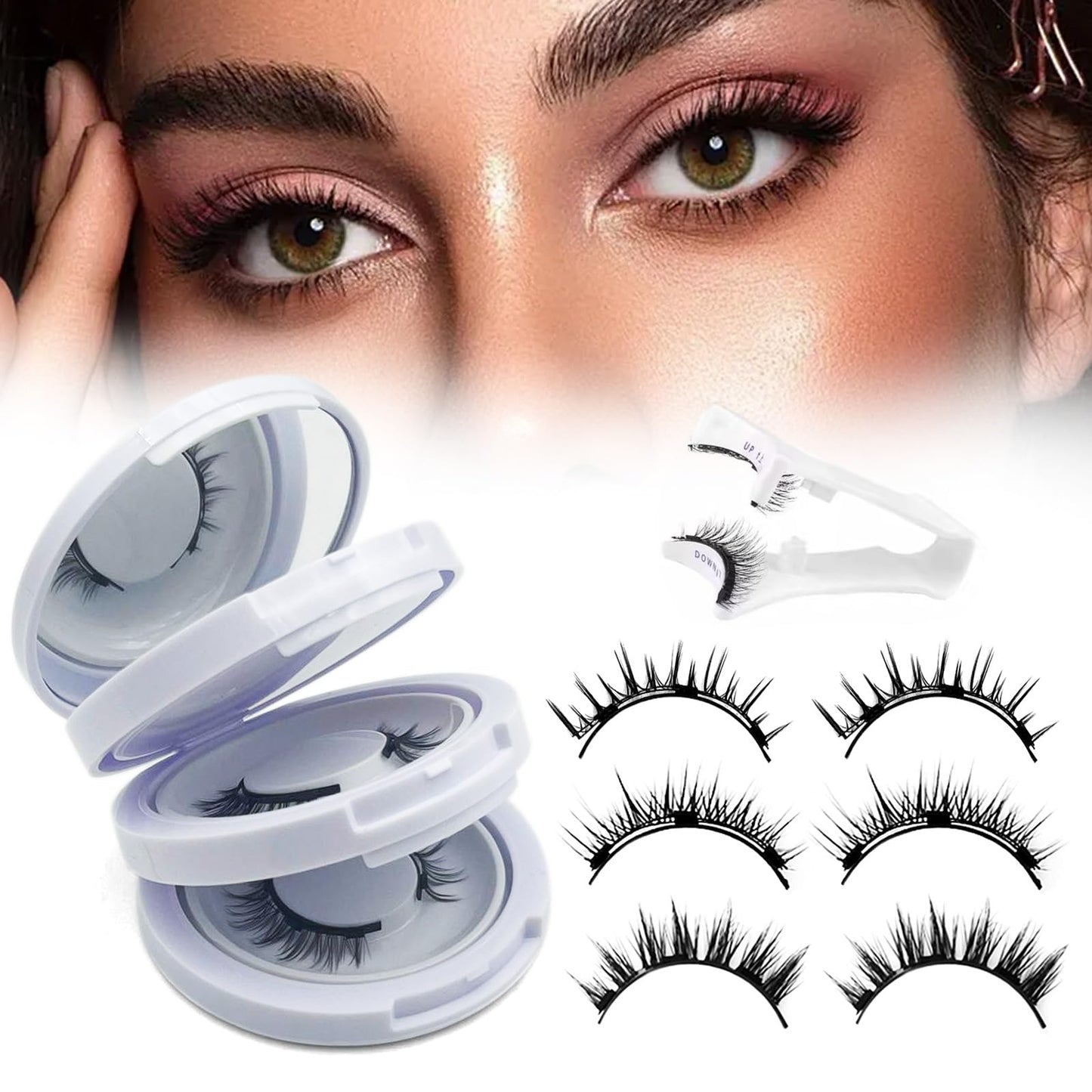Meylora Magnetic Lashes,2026 New Magnetic Eyelashes with Applicator Natural Look,No Glue Needed Reusable Eyelashes Kit for Women(02+03+06)