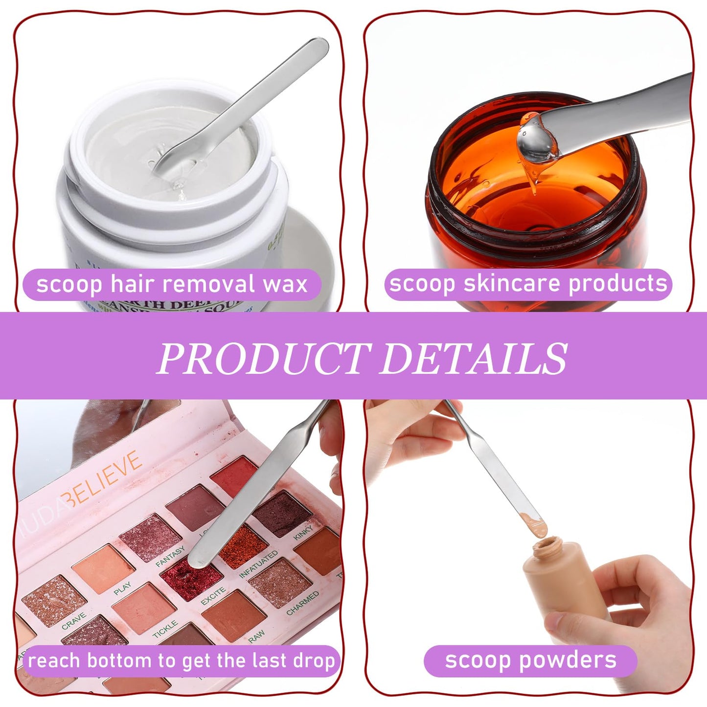 4PCS Stainless Steel Makeup Spatula Mini Metal Cosmetic Spatula Korean Skincare Spatulas Multi-functional Spatulas Tiny Facial Accessories for Personal Care Makeup Cosmetics Tools