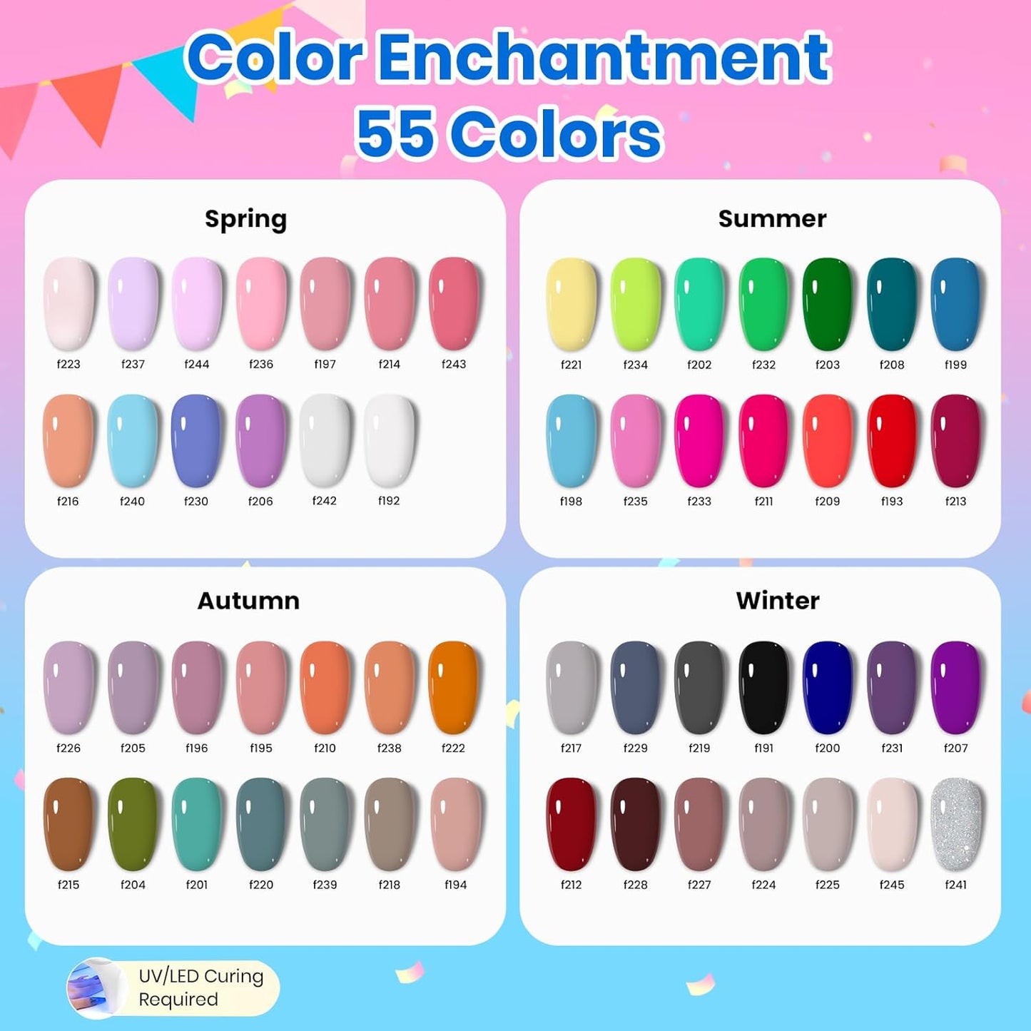 Beetles Gel Nail Polish Kit - 55 Vibrant Colors with UV Light | Complete DIY Manicure Set for Beginners