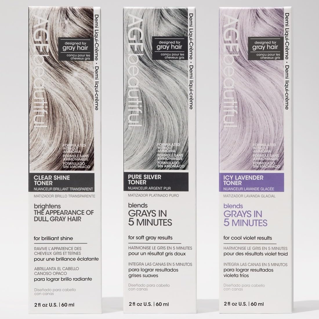 AGE Beautiful Demi Liqui-Creme 5-Minute Express Toner - Enhance Gray Hair, Nourishing & Ammonia-Free | Custom Shades & Shine