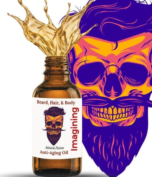 Imagining Scented Beard Oil for Men – Beard Growth Serum & Conditioner | Softener & Moisturizer for Dry Oily Skin | 11 Natural Anti-Aging Oils | Argan, Jojoba & Castor | Facial Hair & Mustache Growth