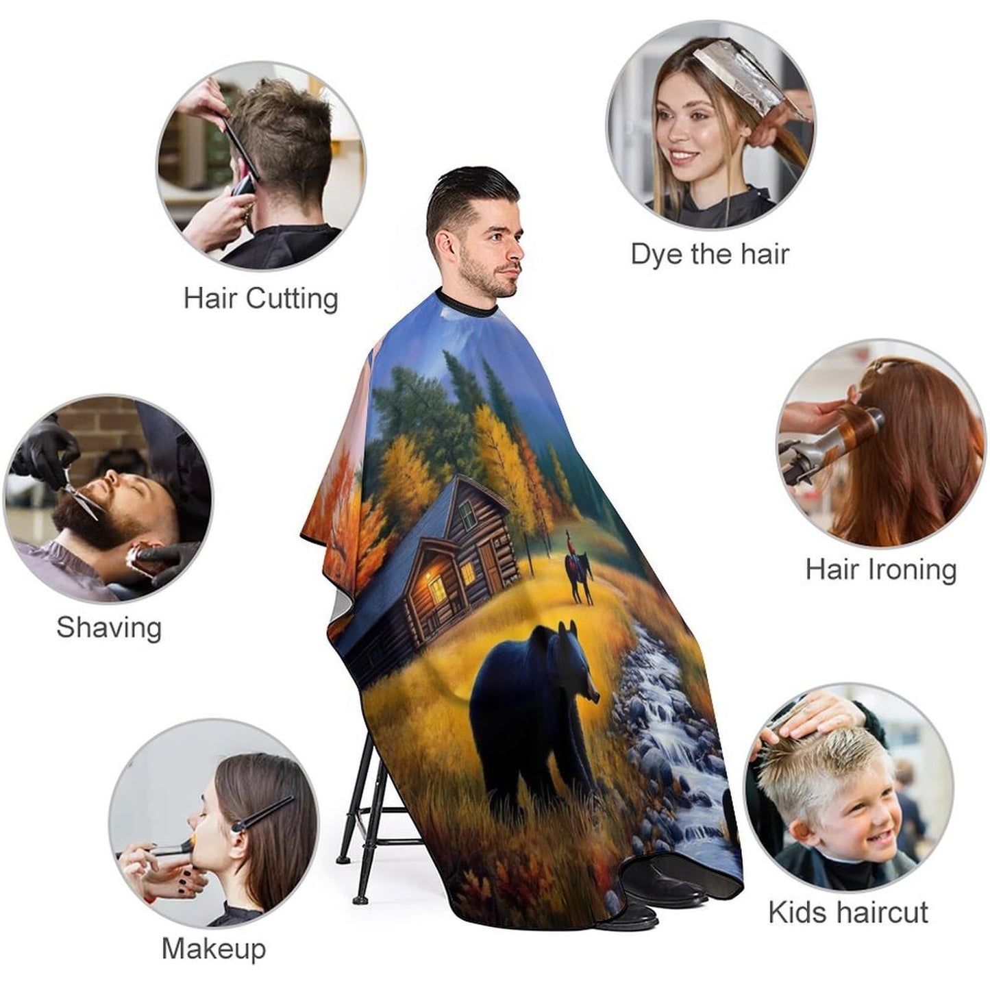 Premium Professional Hair Cutting Cape Unisex Salon Barber Cape with Adjustable Closure Bears