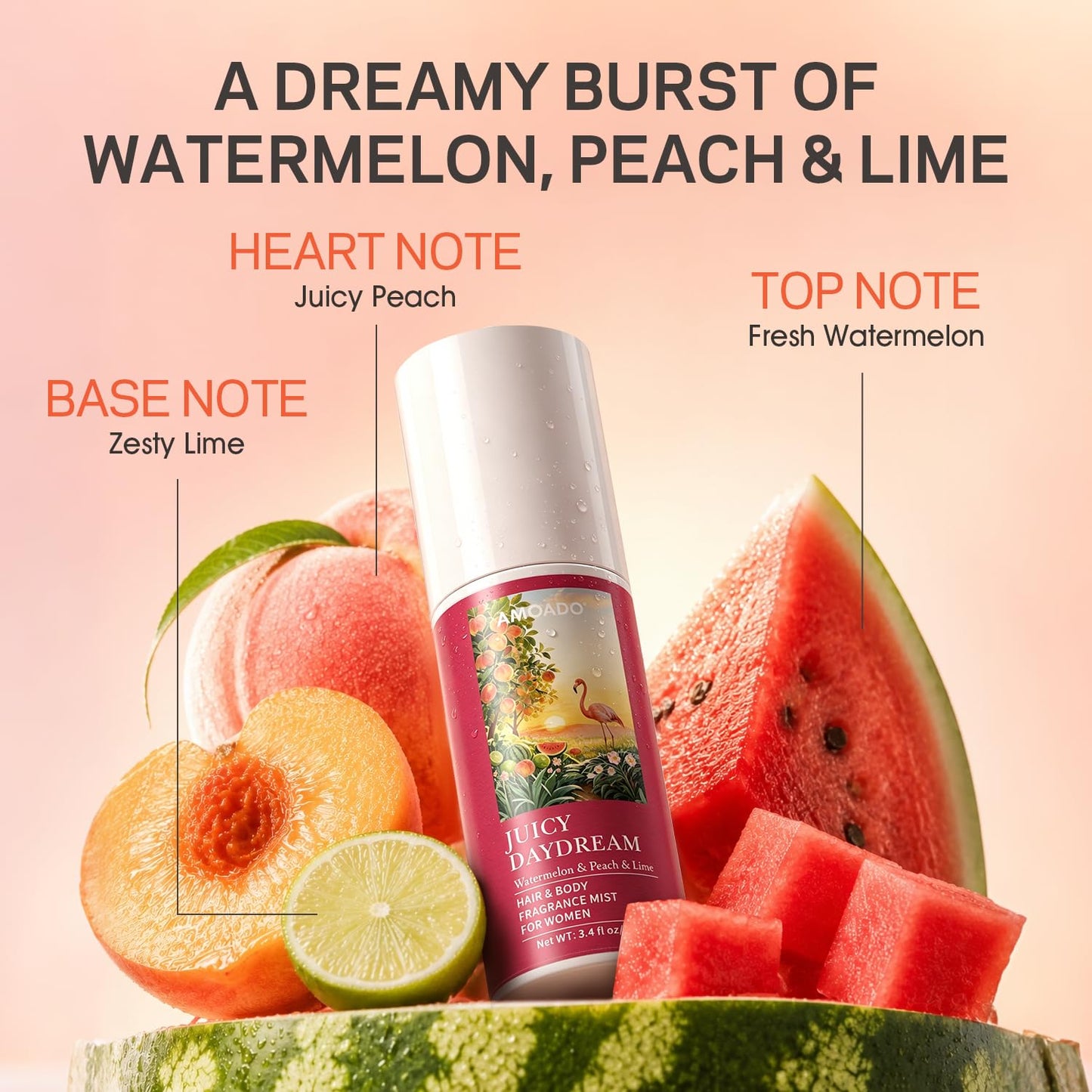 Hair & Body Perfume Mist Set for Women, Fresh Fragrance Spray for Hair & Skin & Fabric, Lightweight Long Lasting Travel Size Women's Fragrances Trio Gift Set (Fruity & Floral & Coconut Milk Scents)