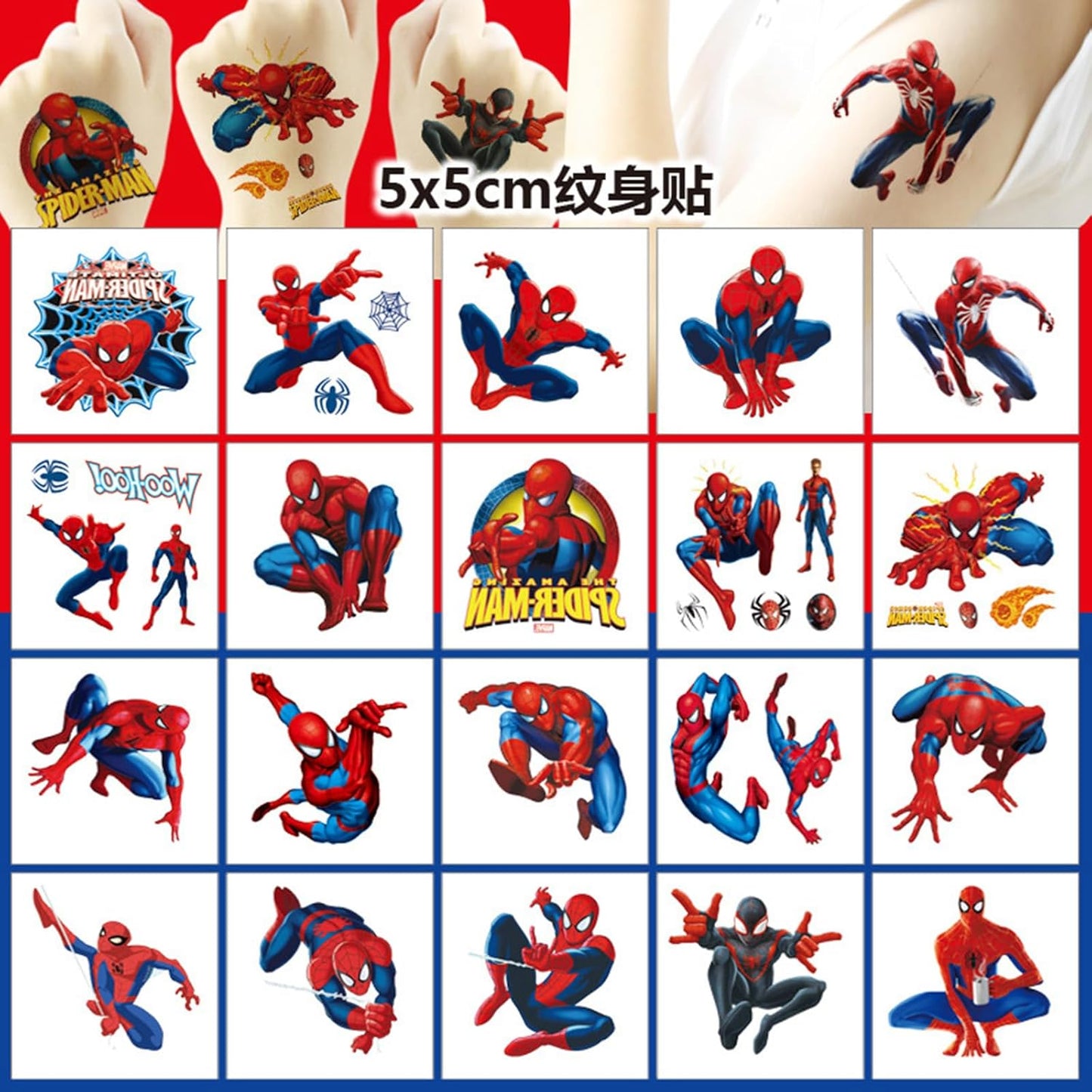 Spider-Man Temporary Tattoos - 20 Sheets of Fun Birthday Party Favors | Cartoon Decoration Stickers for Kids