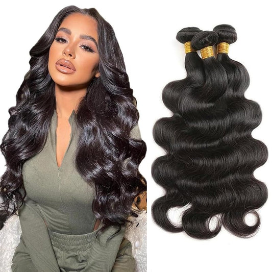 Body Wave Bundles Human Hair Natural Black Color Body Wave Bundle 26 26 26 Inch Grade 8A Brazilian Virgin Remy Hair 3 Bundles Double Weft Hair Weave 310g