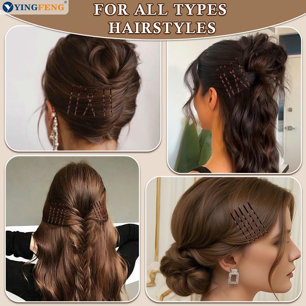 Bobby Pins - 330 Count Brown Hair Pins in Cute Box | Premium 2.2 Inch for Kids, Girls & Women