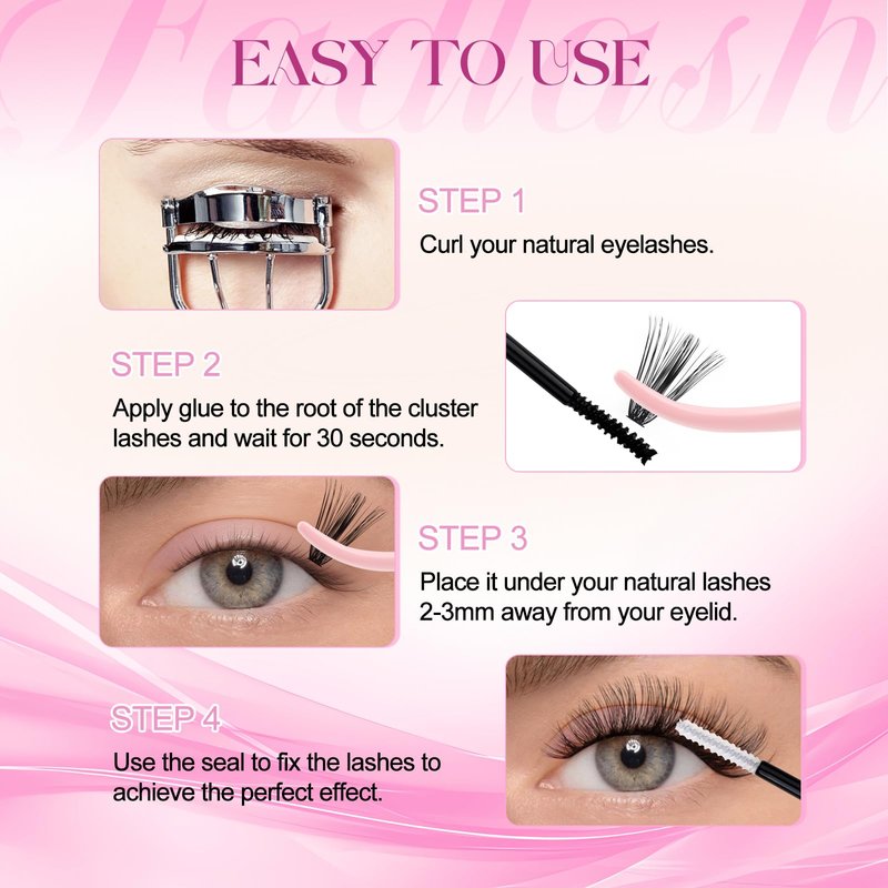 FADLASH Lash Clusters 560Pcs Natural Eyelash Clusters 40D Wispy Lash Extensions 8-16mm D Curl Cluster Eyelash Extensions DIY at Home, 2 Pack (40D 8-16mm, 2 Pack)