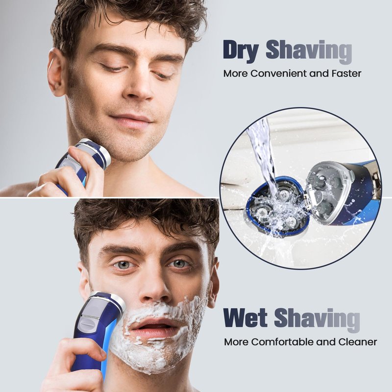 Electric Razor for Men, Rechargeable Electric Shavers for Men Face,LED Display,Wet/Dry Waterproof Men's Electric shavers, Cordless Razor with Pop Up Trimmer