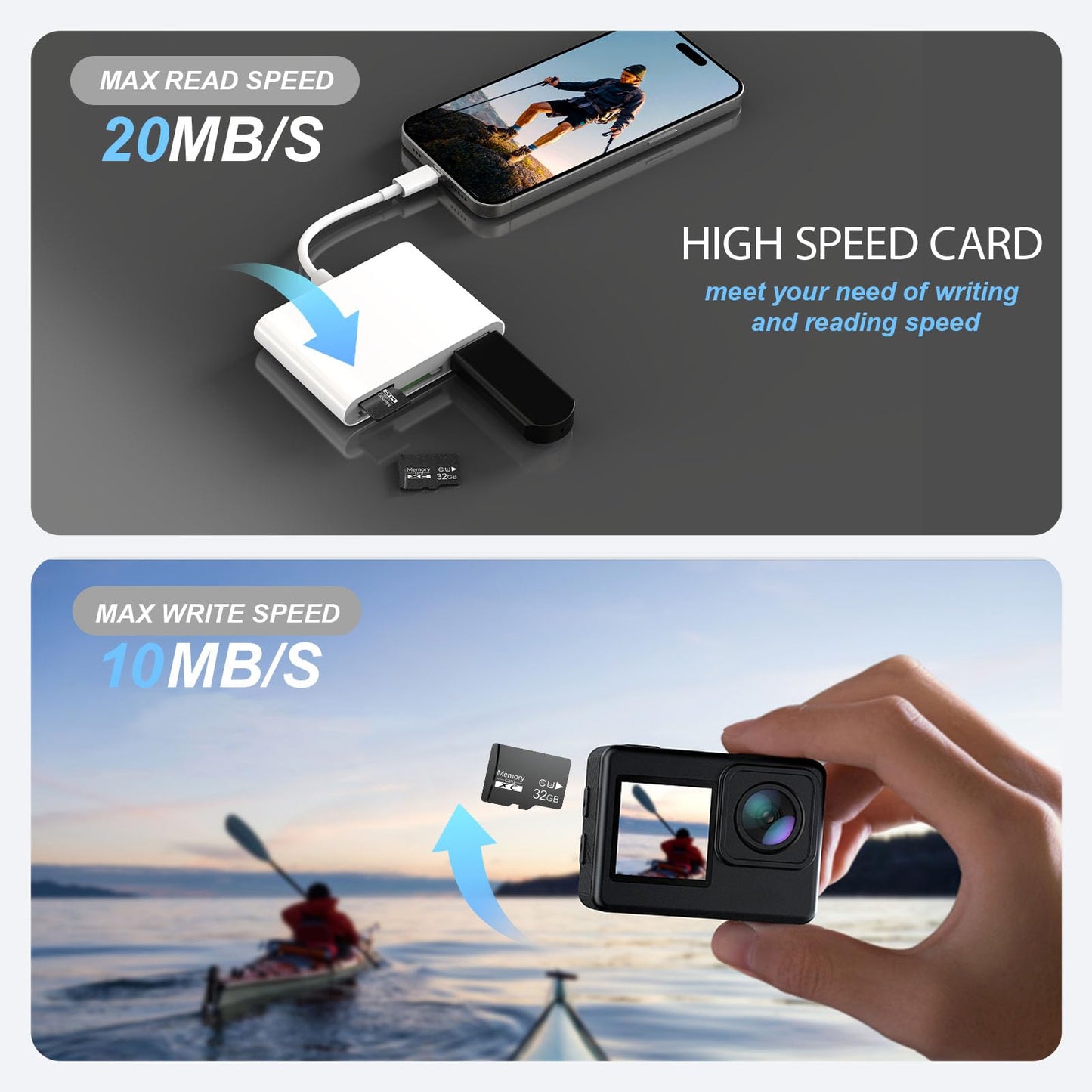 Micro SD Card 32GB SDHC V30 U3, Class 10 High Speed Memory Card for 4K Video Recording, Camera, Action Cam, Drone, Dash Cam