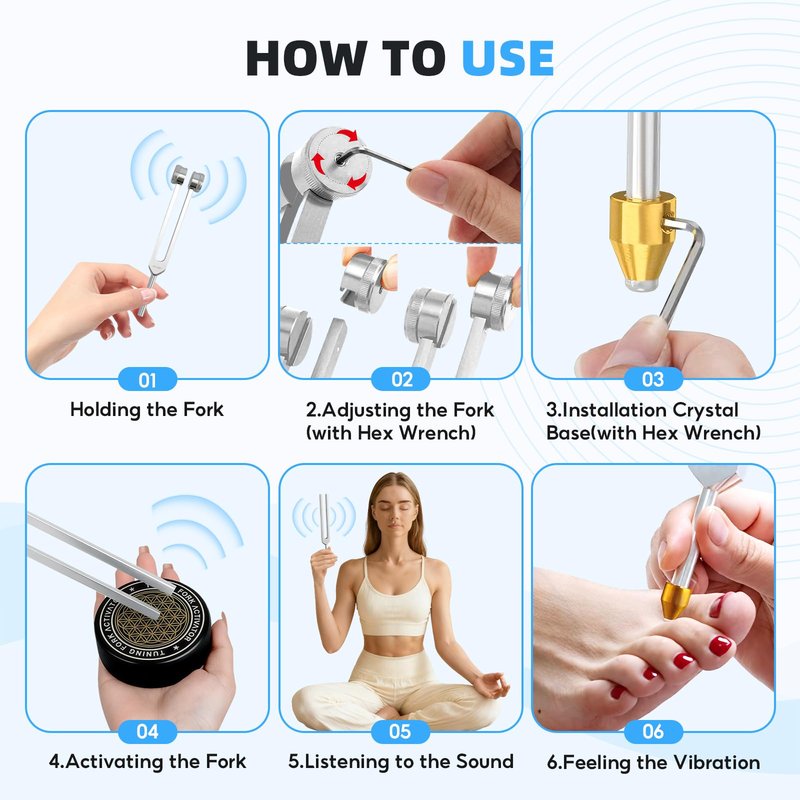 Tuning Forks for Healing, 128Hz 136Hz 256Hz 384Hz Tuning Fork Set for Meditation, Yoga and Chakra Energy Therapy, Perfect Healing Gift for Mom or Girlfriend on Mother's Day, Birthday