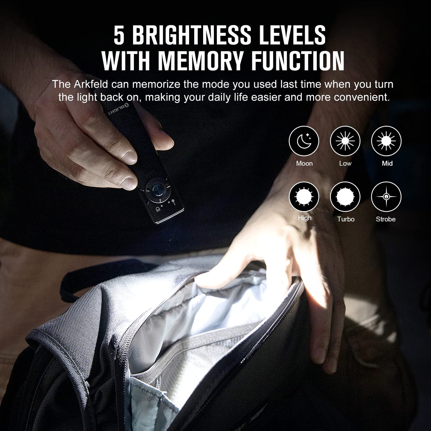 OLIGHT Arkfeld EDC Flat Flashlight, 1000 Lumens White LED Light with Green Beam Combo, Power by Rechargeable Built-in Battery for Outdoors, Emergency, Work (Black CW)