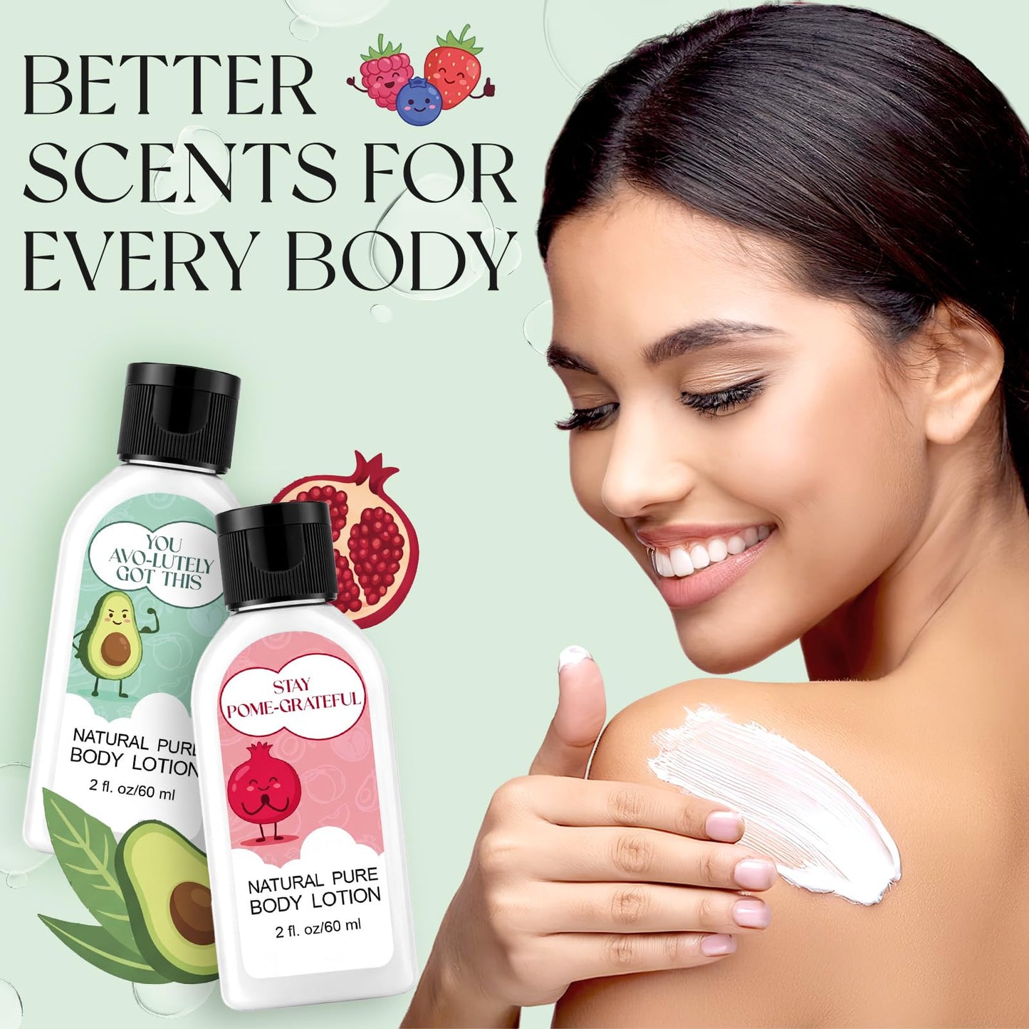 Dansib 12 Pack Fun Fruit Pun Body Lotion Gifts Set for Women Travel Size Fruit Fragrances Moisturizing Mini Body Cream Lotion for Thank You Mother's Day Teacher Week Nurse Week Gift Portable Skincare