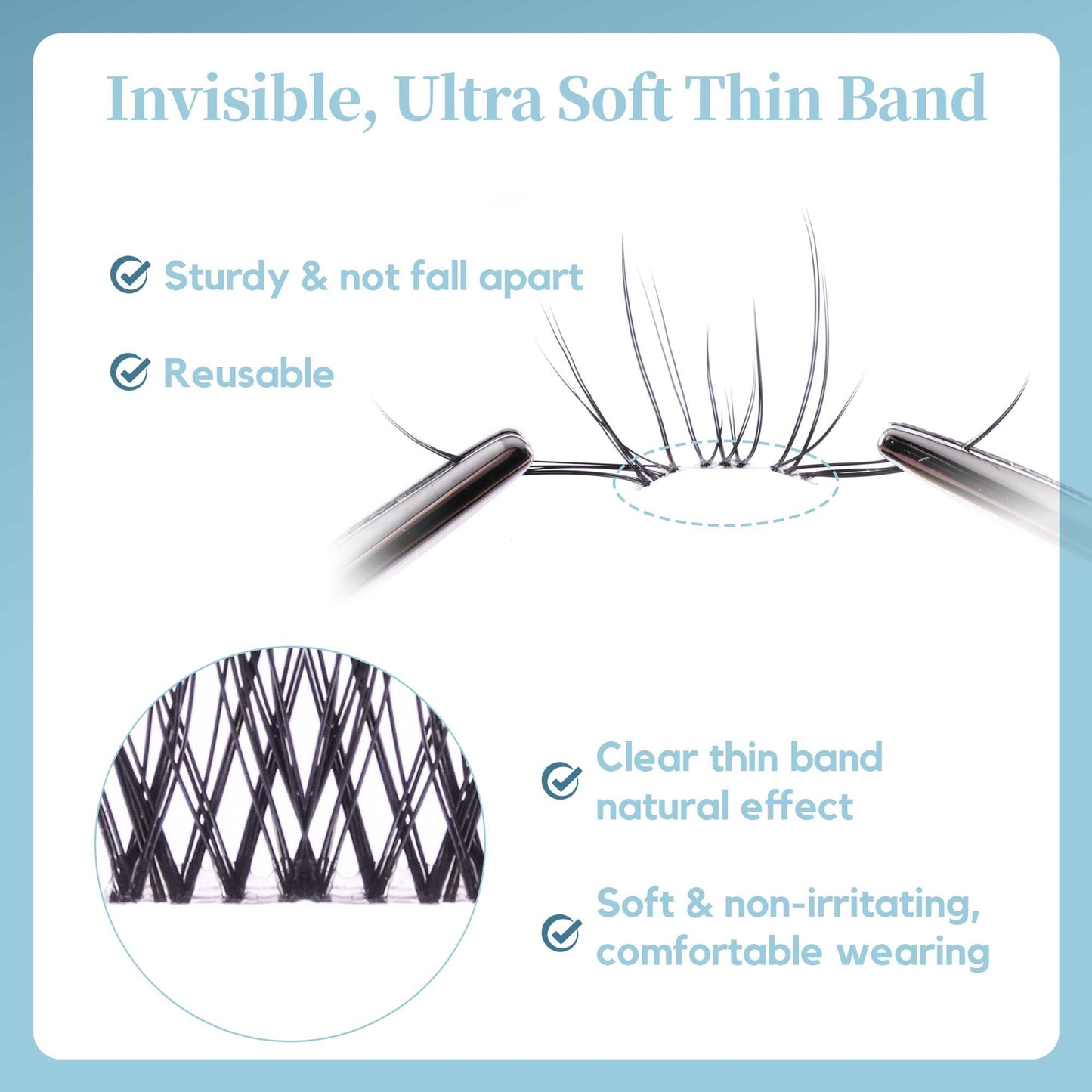 GAQQI Lash Clusters Volume & Wispy Eyelash Clusters 10-14mm Cluster Lashes 120PCS, Cluster Eyelash Extensions C Curve, Ultra-thin & Soft Clear Band False Lashes Wide Band (WING)