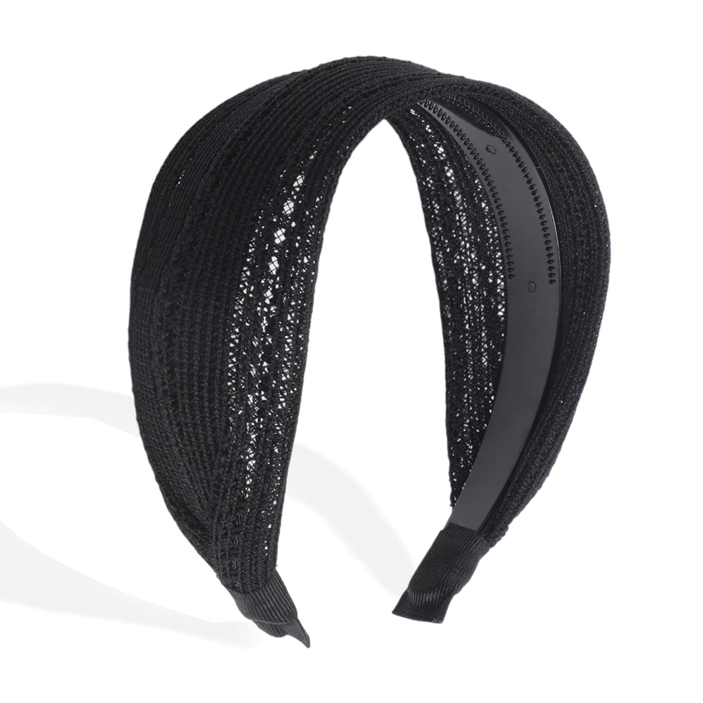 Wide Headbands for Women - Non-Slip Extra Wide Bohemian Thick Design | Black Color