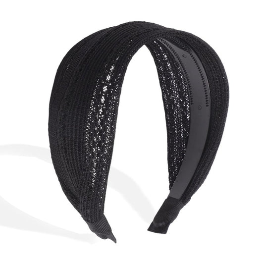 Wide Headbands for Women - Non-Slip Extra Wide Bohemian Thick Design | Black Color