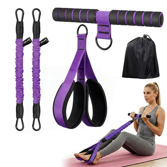 Upgraded Pedal Resistance Band with Handle, Adjustable 30-60LBS Exercise Bands for Home Gym, Sit Up Equipment for Full Body Workout, Core, Abs, Legs, Arms - Portable Workout Equipment for Women & Men