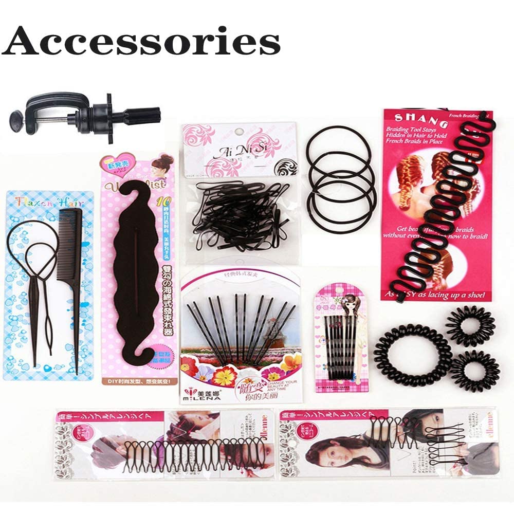 Mannequin Head with Human Hair, 18 inch Mannequin Head with Tripod Stand, Real Hair Cosmetology Makeup Hairdressing Training Head with Wig Stand Tripod, Doll Head for Hair Styling Training with Table