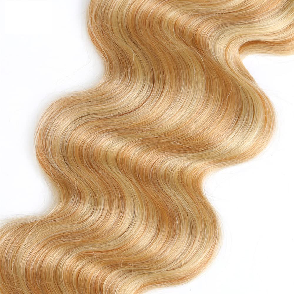 Blonde Bundles Human Hair Body Wave Bundles 28 30 32 Inch P27/613 Honey Blonde Body Wave Bundle Unprocessed Brazilian Virgin Weave Hair 3 Bundle 50 Gram Per Bundle