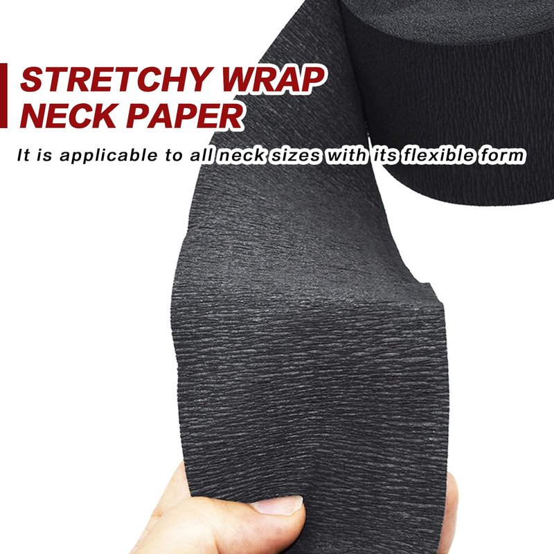 Pack of 2 Disposable Barber Neck Strips Professional Stretchy Paper Neck Band Protector Hairdressing Accessory Tool for Hair Cutting Salon Barbershop Supplies (Black)