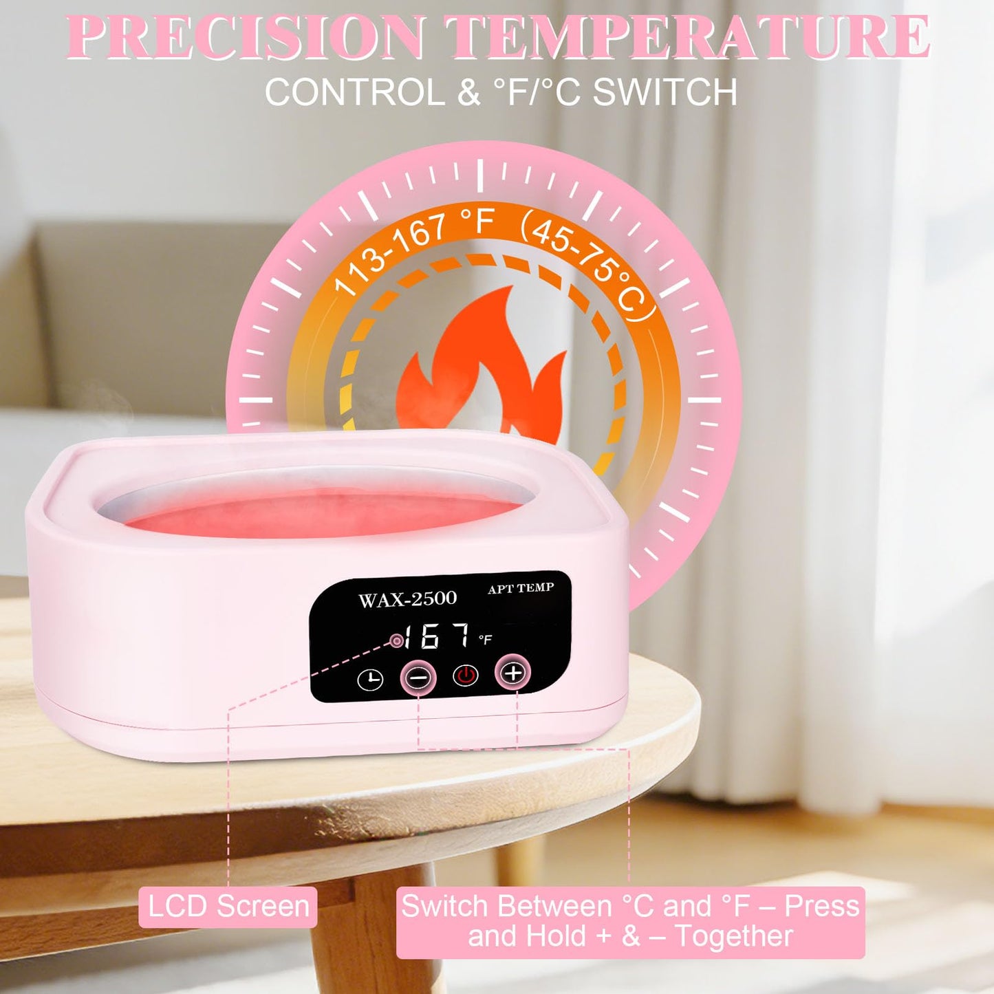 Beauty Star Paraffin Wax Machine for Hands and Feet – 3500ml Large Capacity with Auto Timer & Keep Warm Function – Moisturizing Kit for Arthritis Relief, Dry Skin, and Spa Home Use (Pink)