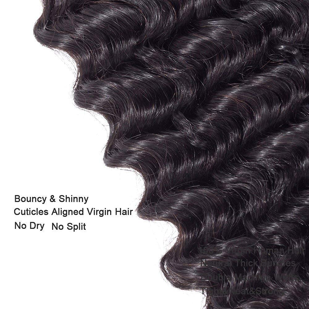 Deep Wave Bundles Deep Wave Human Hair Bundles Color 1b Black Bundle Human Hair Curly Wet And Wavy Bundle 18 20 22 Inch 150g