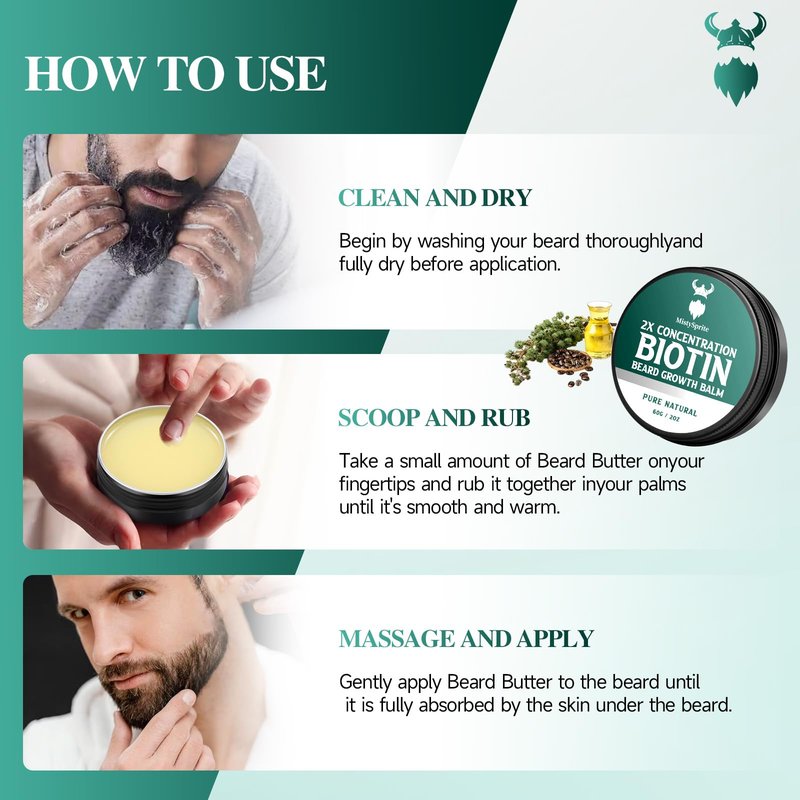Beard Balm，2X Concentration Biotin Beard Balm for Men (2 oz) - Natural Mens Beard Oil with Castor Oil，Argan Oil, Jojoba Oil and Vitamin,Thickening for Beard，Beard Growth Softener (Cedarwood)