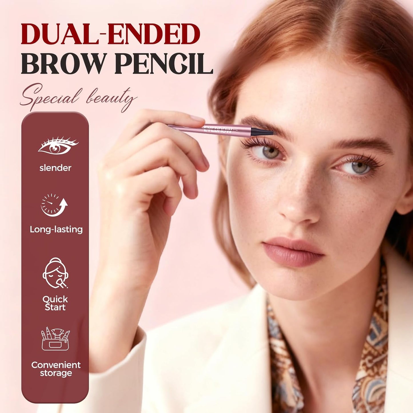 Microblading Eyebrow Pen - 4-Tip 3D Waterproof Brow Pencil for Women | Long-Lasting Natural Makeup (Black)