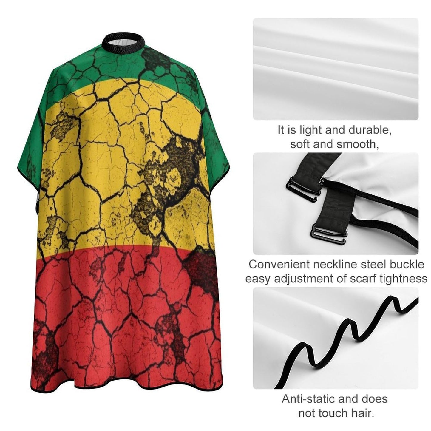 Professional Hair Cutting Cape Large Size Salon Barber Cape for Men Women Red Yellow Green Rasta Flag