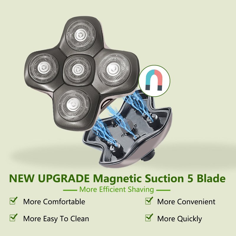 SEKINININT Newly Upgraded Replacement Heads for Skull Shaver Pitbull Platinum Pro Butterfly Kiss and Palm Hypo-Allergenic Electric Razors(5D Silver) SK5