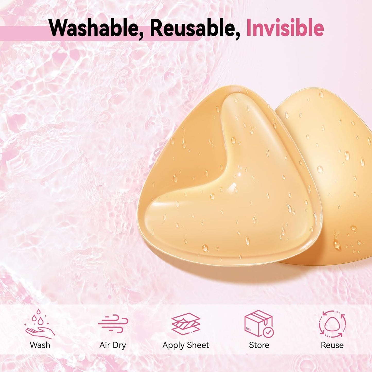 Ultra Push-Up Sticky Bra Pads Inserts - Double-Sided Adhesive for Sports & Swimsuits | Extra-Large, Beige