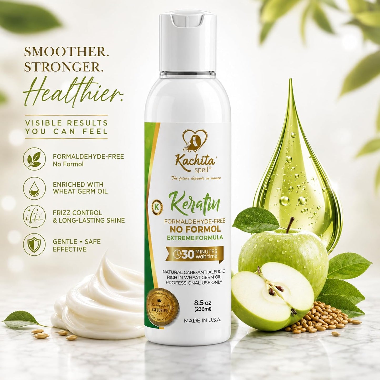 Brazilian Keratin Treatment - Formaldehyde Free Hair Straightener | 8 Fl Oz - Kachita Spell