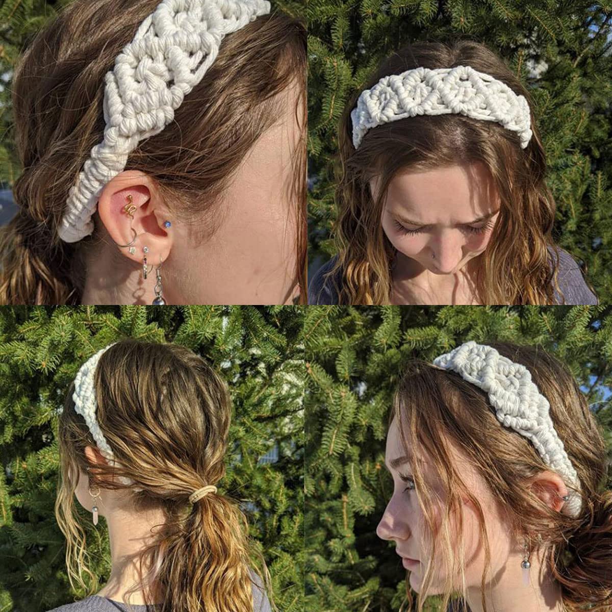 FZBNSRKO 3 Pack Floral Head Wrap, Handmade Knitted Hairbands for Women (Mixed Colors)
