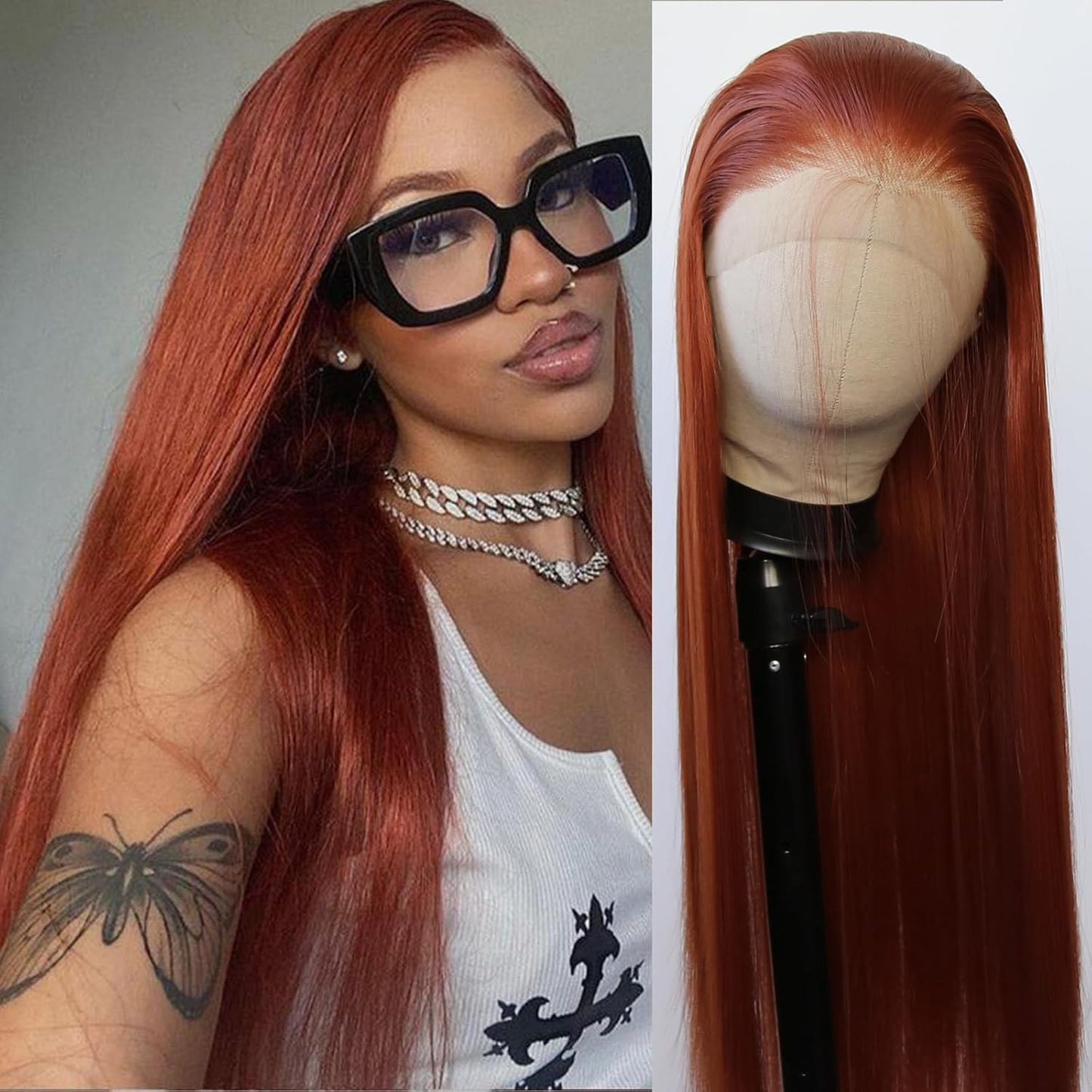 99J Burgundy Lace Front Wig - Long Straight Synthetic Hair, Pre-Plucked Natural Hairline for Black Women | Heat Resistant Fiber, Daily Wear