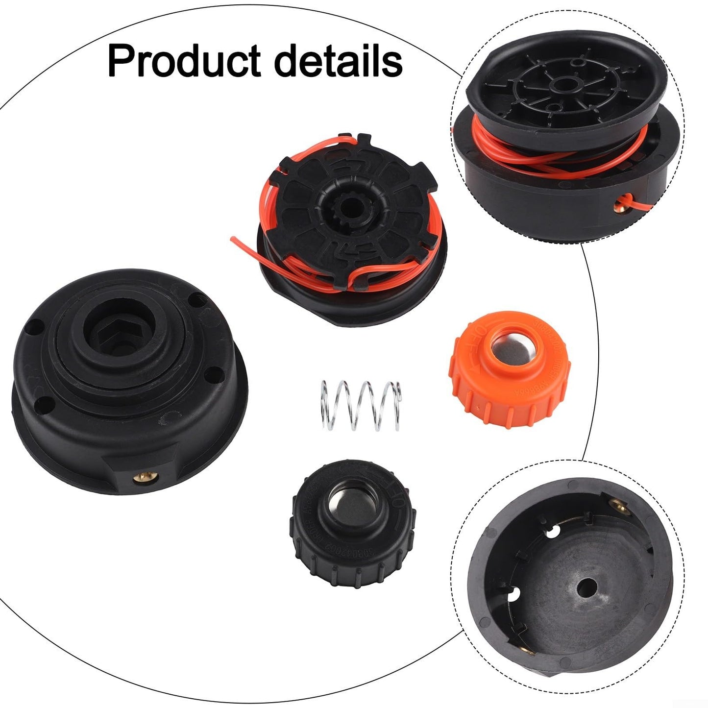 Trimmer Head Replacement For Murray M 560SE For Remington RM2520 RM2560 RM2570 RM2750 String Trimmers, Includes Bump Knob Inner Reel Spring And Out Spool Assembly For 2-Stroke Brush Cutter