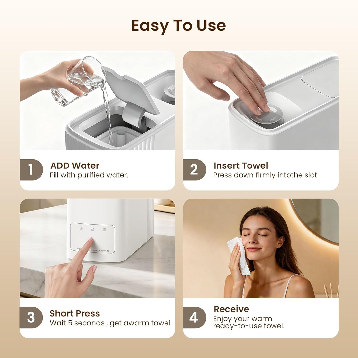 Towel Refills for Hot Dispenser | Disposable Compressed Face Towels - 180 Pcs (9 Tubes)