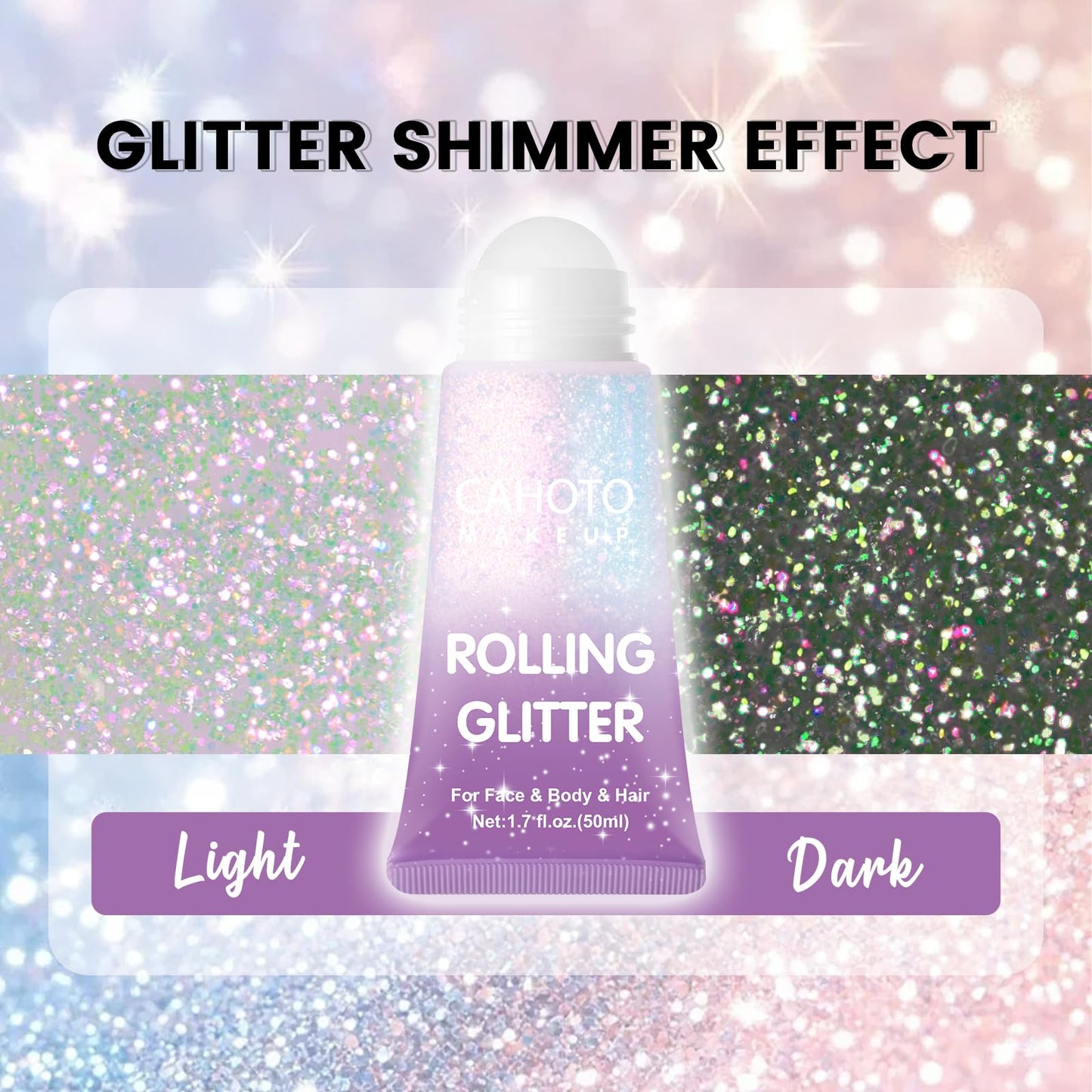 CAHOTO Aurora Rolling Glitter, Shimmer Gel for Face Body & Hair
