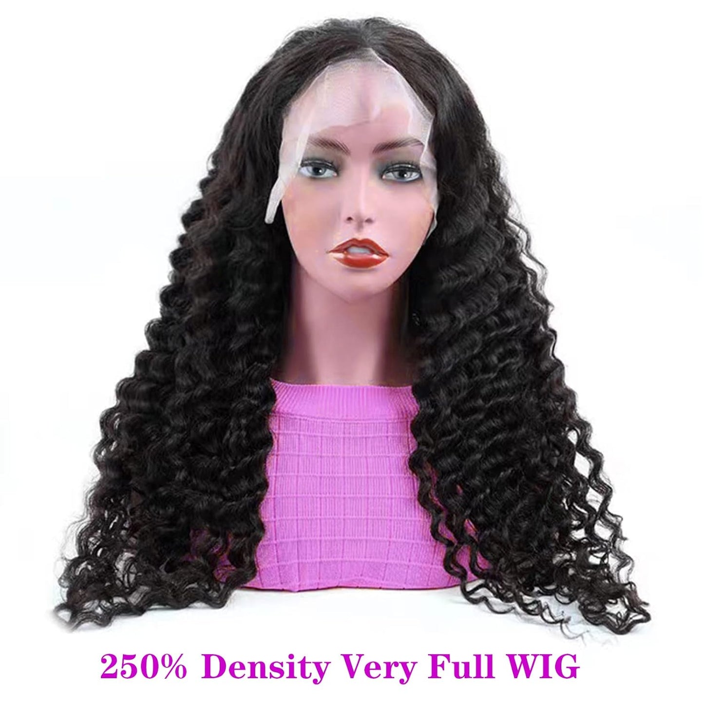 Deep Wave Lace Front Wigs - 250% Density Human Hair for Black Women | Brazilian Glueless Pre-Plucked with Baby Hair