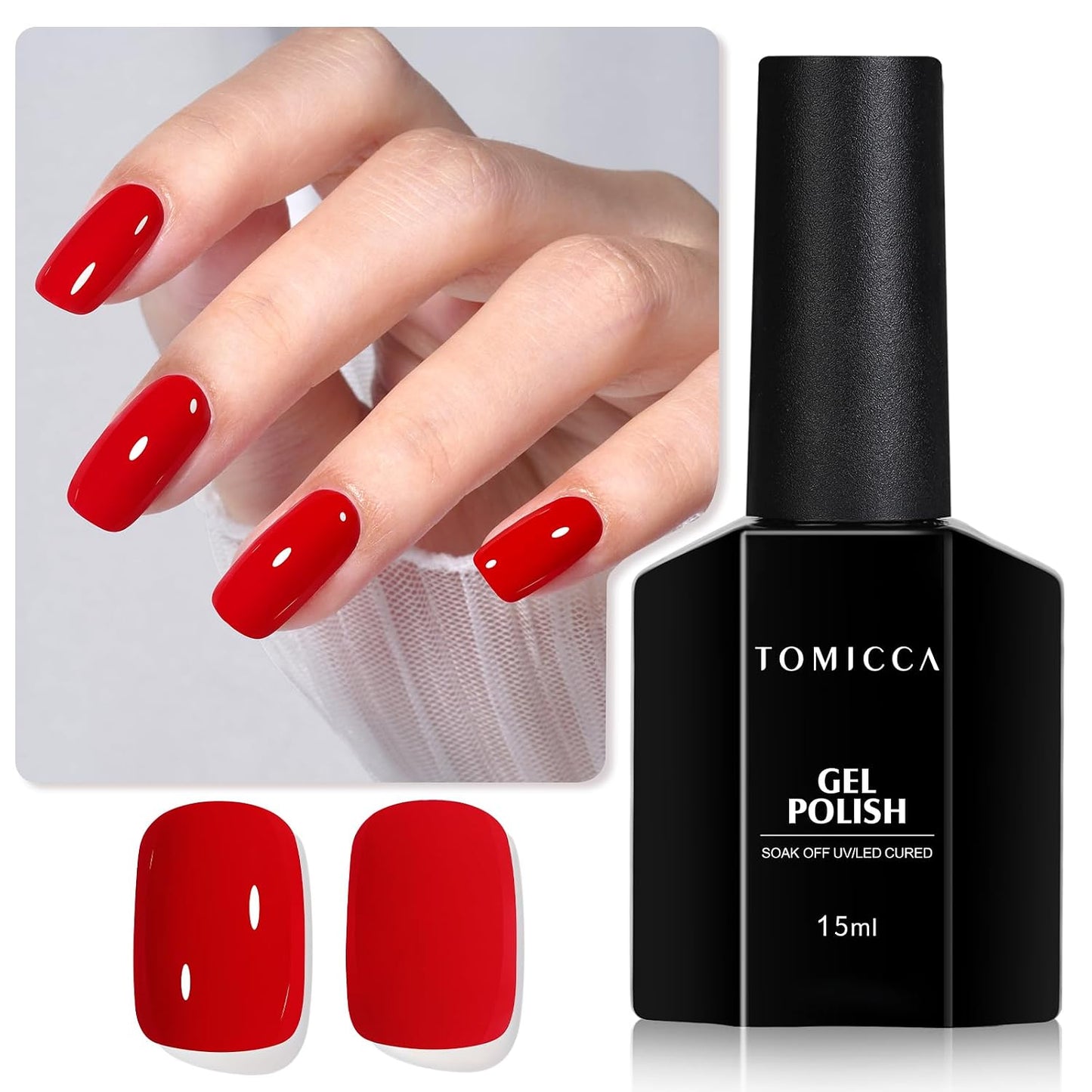 TOMICCA Gel Nail Polish - Dark Orange Autumn Winter Color | Long Lasting High Gloss Soak Off UV LED for DIY Manicure