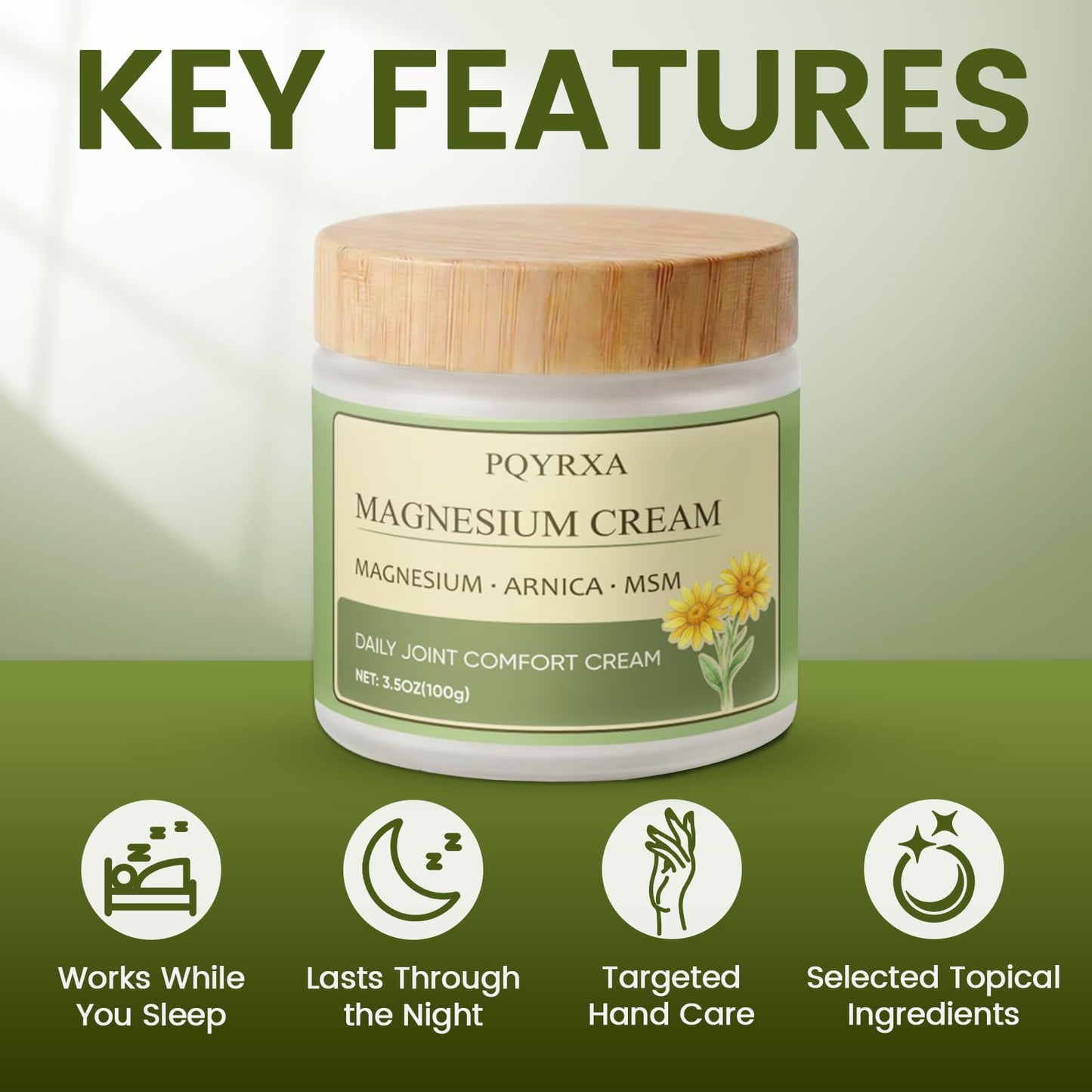 Magnesium Chloride Nerve Relief Cream with Arnica and Msm for Joint, Muscle Relaxation, Hands & Knees, Fast-Absorbing & Non-Greasy Soothing Nerve Formula Moisturizing for Daily Comfort